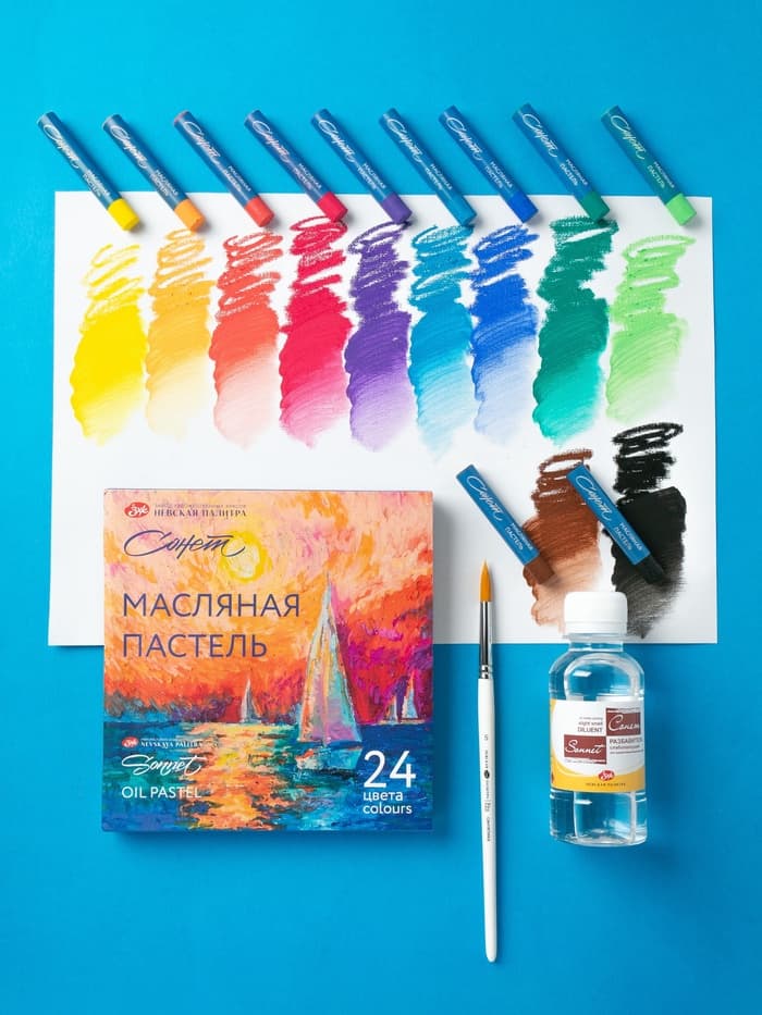 Пастель масляная 24 цветов, ЗХК «Сонет», 10/69, круглая