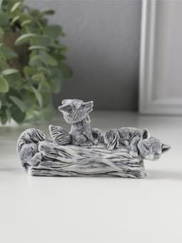 Фигурка «Лисята играющие на бревне», мраморная крошка, 5 см