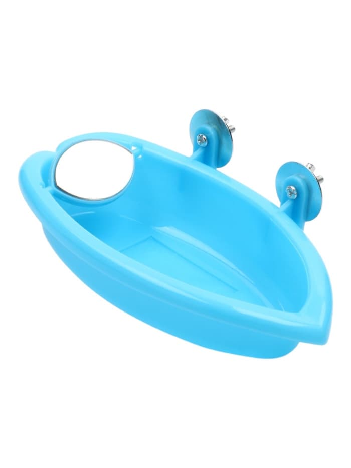Ванночка-купалка для птиц "Лодочка" с зеркалом, 18,5 х 9,5 х 4 см, голубая