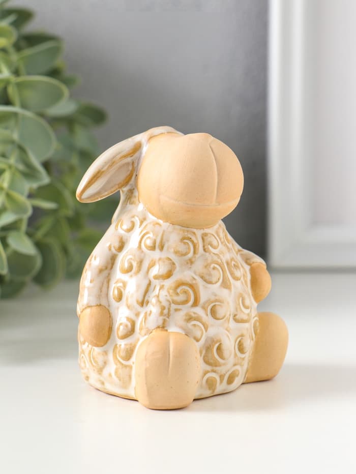 Фигурка керамика «Кудряш бараш», беж, 7×7×8 см