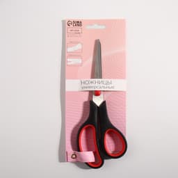 Ножницы универсальные, скошенное лезвие, 7.5", 19.5 см, чёрные, красные