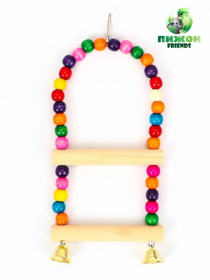 Качели для птиц с деревянными жердочками, 12×21 см, цвет МИКС