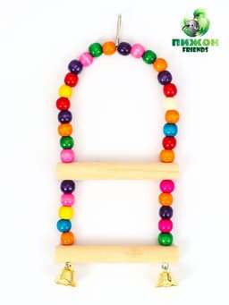Качели для птиц с деревянными жердочками, 12×21 см, цвет МИКС