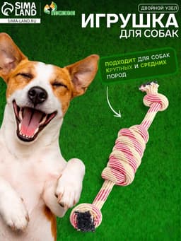 Игрушка для больших и средних собак канатная «Двойной узел», до 50 см, до 185 г