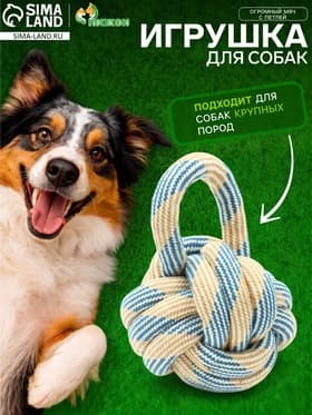 Игрушка для больших собак канатная «Огромный мяч с петлей», до 25 см, до 340 г