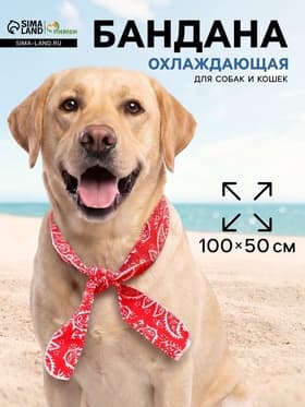 Бандана охлаждающая, полиэстер, гелевые шарики, красная