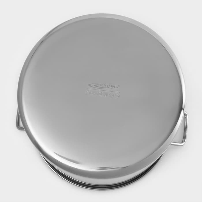 Котёл Катунь «Общепит», 40 л, d=40 см, h=35 см, с крышкой, нержавеющая сталь, хромированная