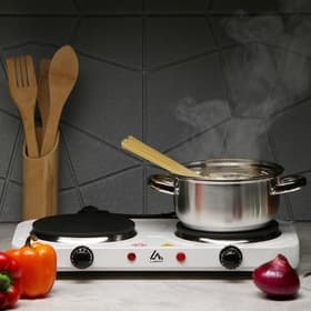 Плитка электрическая LHP-005, 2 конфорки, 2000 Вт, нагреватель диск, белая