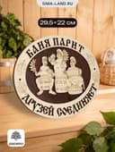 Табличка для бани и сауны «Баня парит - друзей соединяет», 29.5×22 см, деревянная