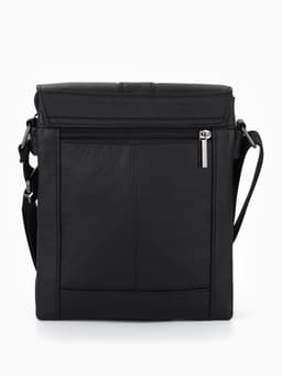 Сумка - планшет мужская, натуральная кожа, через плечо, 20×2×23 см, чёрная