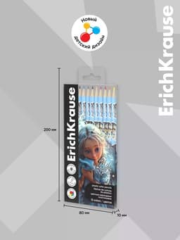Карандаши 12 цветов ErichKrause Magic Pet, пластиковые, трехгранные, 3 мм, в ПЭТ-боксе с европодвесом