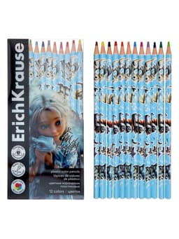 Карандаши 12 цветов ErichKrause Magic Pet, пластиковые, трехгранные, 3 мм, в ПЭТ-боксе с европодвесом