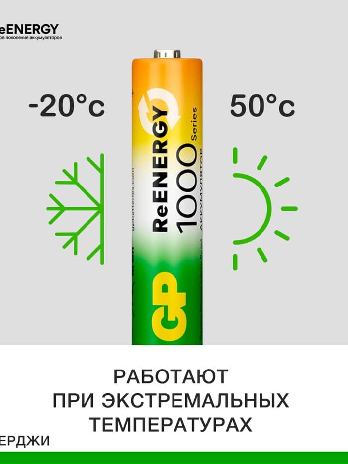 Зарядное устройство GP для батареек AA/AAA + 4 аккумулятора AAА, 1000 мАч, белое
