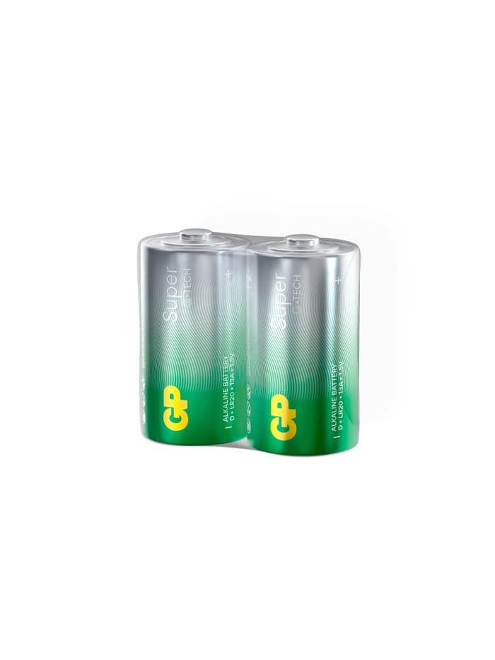 Батарейка алкалиновая GP Super, D, LR20-2BL, 1.5 В, спайка, 2 шт.