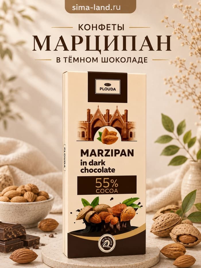 Конфеты «Марципан в темном шоколаде», Plouda, 85 г