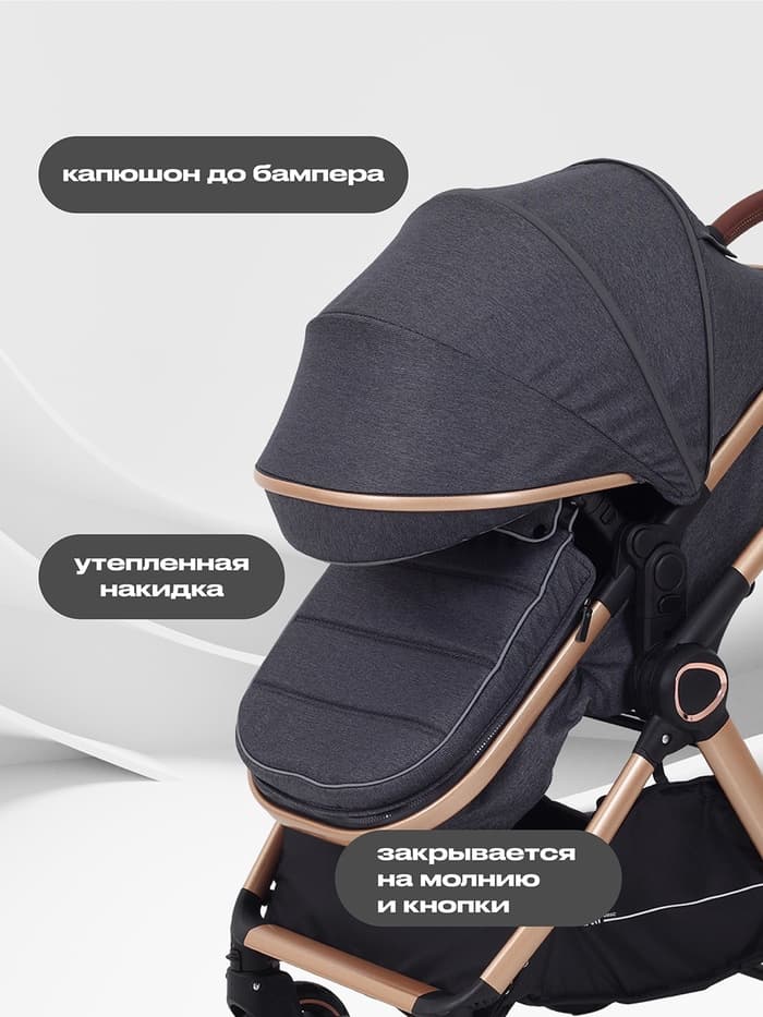 Коляска детская RANT basic "ROLLER GOLD" (2в1) RA161 серый