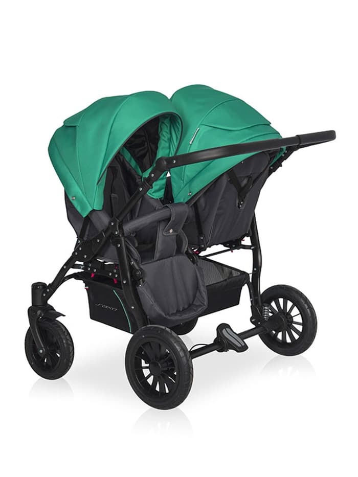 Коляска для близнецов SAXO (RIKO BASIC) 01 бирюзовый-чёрный (1 кор.)