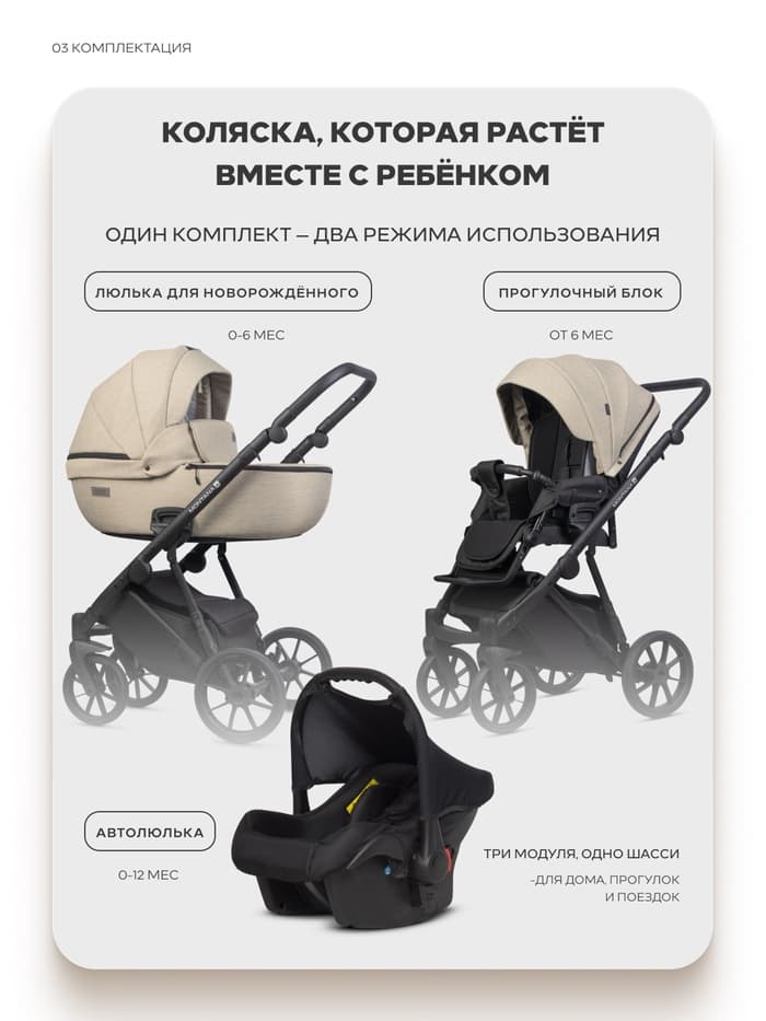 Коляска MONTANA X (3 в 1) (RIKO BASIC) 02 бежевый