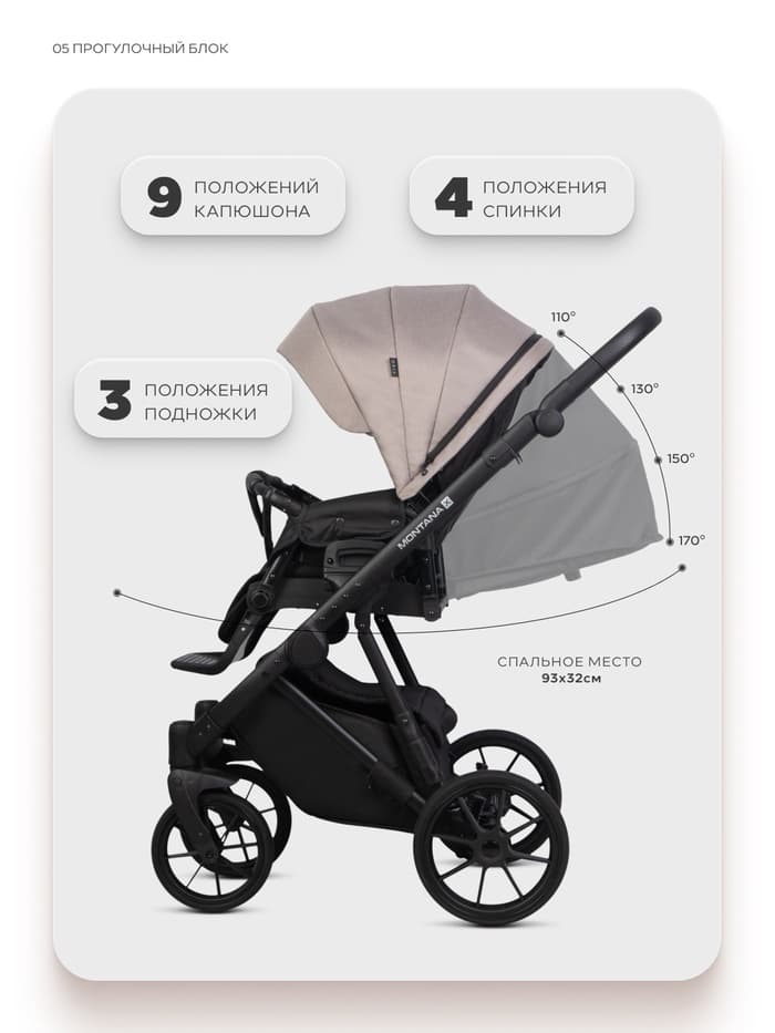 Коляска MONTANA X (3 в 1) (RIKO BASIC) 50 бежевый