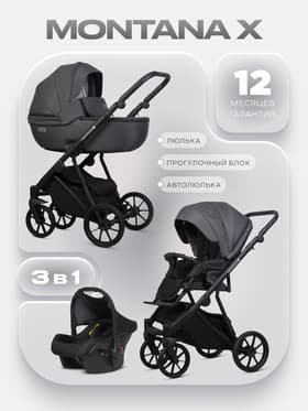 Коляска MONTANA X (3 в 1) (RIKO BASIC) 53 т.серый