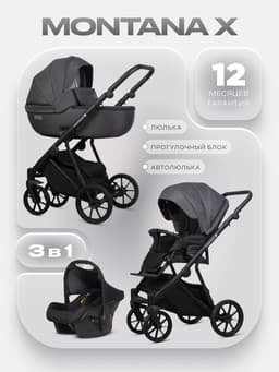 Коляска MONTANA X (3 в 1) (RIKO BASIC) 53 т.серый