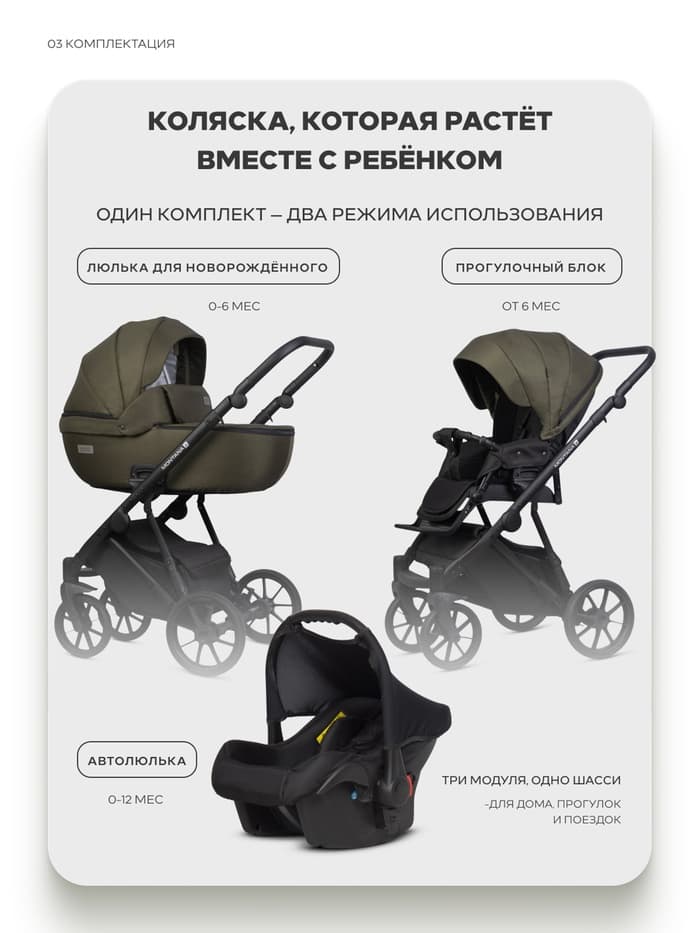Коляска MONTANA X (3 в 1) (RIKO BASIC) 54 оливковый