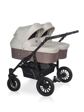 Коляска для близнецов SAXO (RIKO BASIC) 03 бежевый-коричневый (1 кор.)