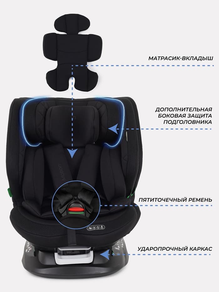 Автокресло MOWBaby UB616 "MOTION" isofix (40-150см) черный