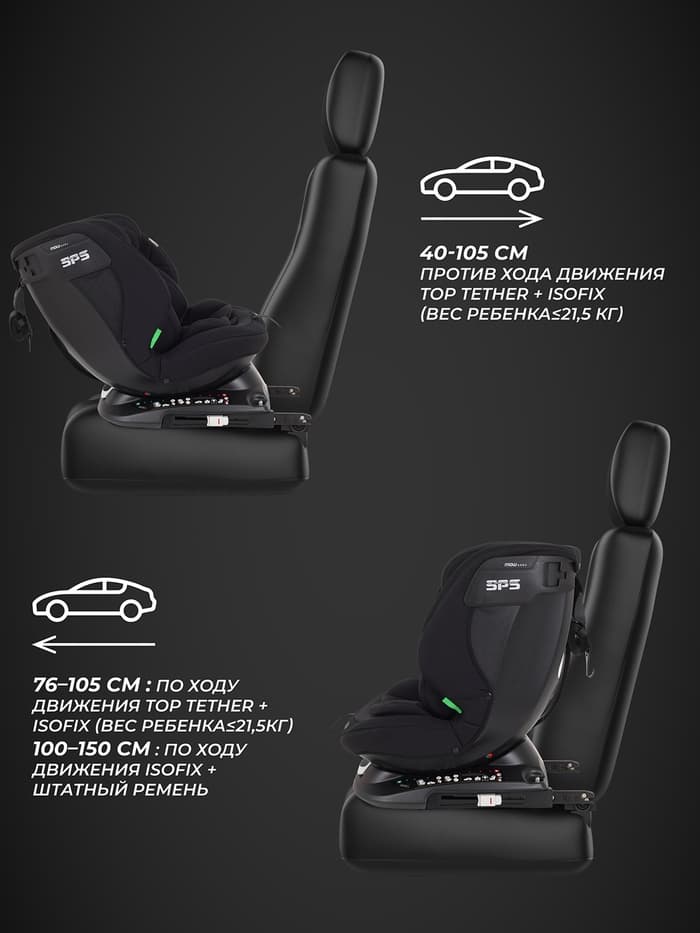 Автокресло MOWBaby UB616 "MOTION" isofix (40-150см) черный
