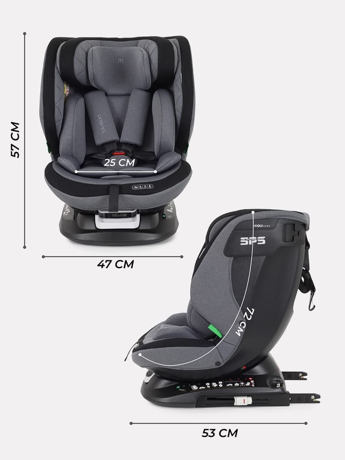Автокресло MOWBaby UB616 "MOTION" isofix (40-150см) серый