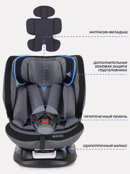 Автокресло MOWBaby UB616 "MOTION" isofix (40-150см) серый