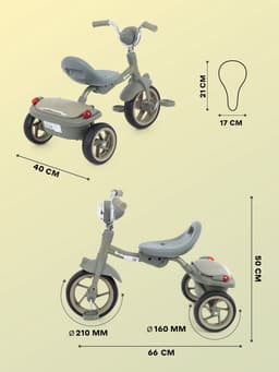 Велосипед детский трёхколёсный MOWBaby MC054 ROADIE, диаметр колёс 8" и 6", зелёный