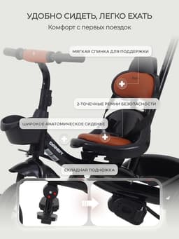 Велосипед детский трёхколёсный RANT basic RB252 DANDY, с родительской ручкой, диаметр колёс 10" и 8", чёрный