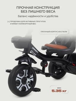 Велосипед детский трёхколёсный RANT basic RB252 DANDY, с родительской ручкой, диаметр колёс 10" и 8", чёрный