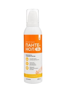 Легкий мусс «Пантенол» 5%, с ромашкой, аэрозоль, от воспаления, 250 мл