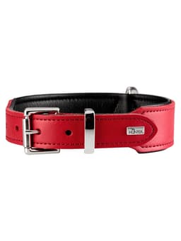 Ошейник Hunter Basic 65 для собак, обхват 51-58.5 см, ширина 3.9 см, кожа, красный, черный