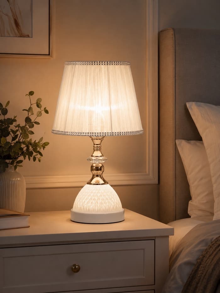 Лампа настольная RISALUX «Ким», 40 Вт, Е27, золотисто-белая, 23×23×40 см