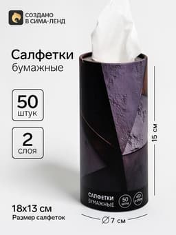 Салфетки бумажные в тубусе «Авто», 50 шт