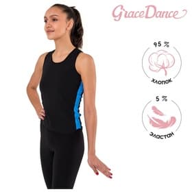Майка - борцовка Grace Dance, размер 40, чёрно-бирюзовая