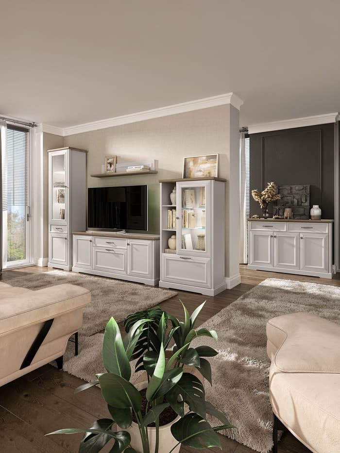 Полка навесная Toscana New, 1250×216×219 мм, цвет персидский жемчуг/дуб каньон