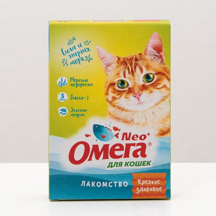 Лакомство Омега Neo для кошек, с морскими водорослями, 90 табл.