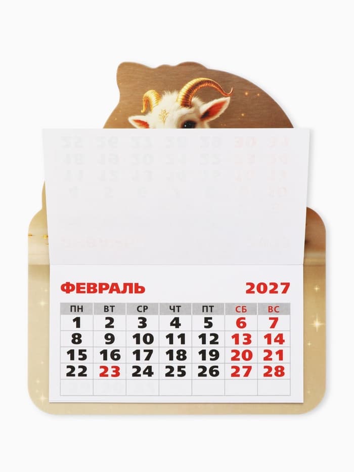 Календарь 2027, на магните, фигурный «Милые козлята»