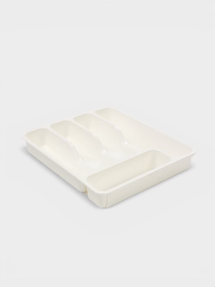 Лоток для столовых приборов раздвижной Виолет, 5 секций, пластик, 33×29.5×5.3 см, белый