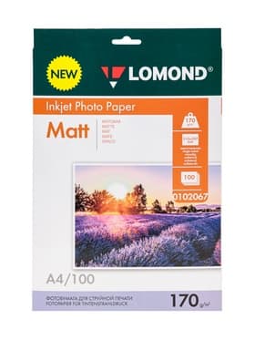 Фотобумага для струйной печати А4, 100 листов LOMOND, 170 г/м2, односторонняя, матовая