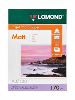 Фотобумага д/струйной печати А3, 100 л, 170 г/м2, двусторонняя, матовая