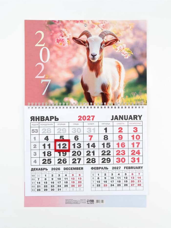 Календарь 2027, квартальный моно «Природа» 30×46 см