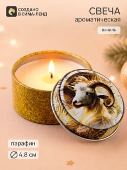 Свеча ароматическая, в железной банке «С Новым годом», ваниль, d=4.8 см