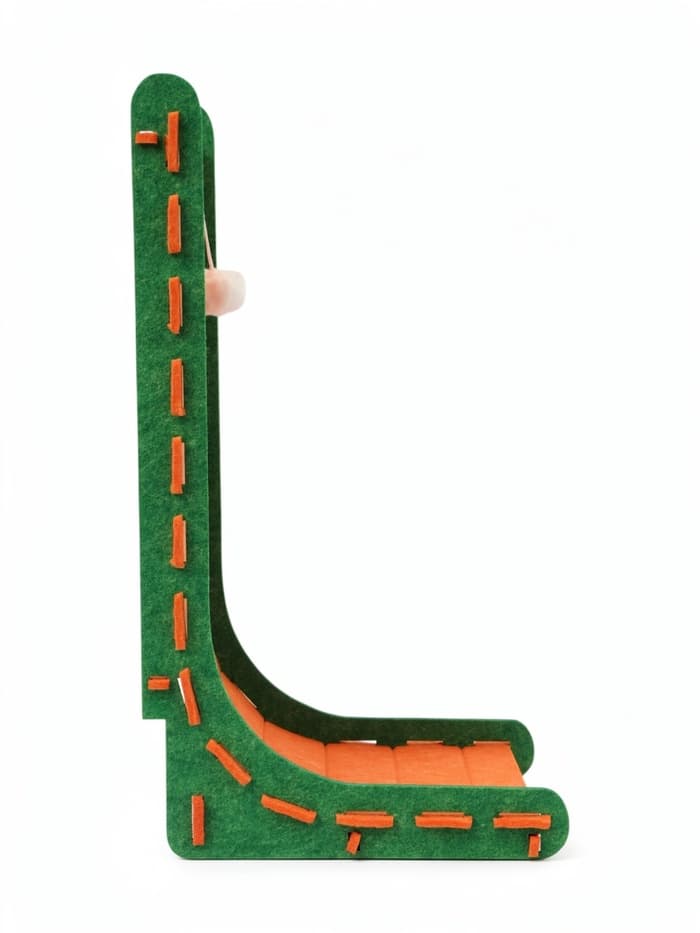 Когтеточка-лежанка «Пижон», 60×27×30 см, с игрушкой, войлок, оранжевая