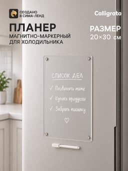 Планер магнитно-маркерный на холодильник, прозрачный, с маркером, 20×30 см