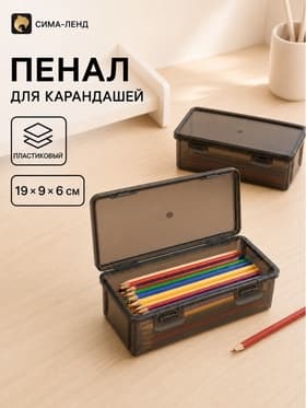 Пенал для карандашей пластиковый, тонированный, 19×9×6 см, серый